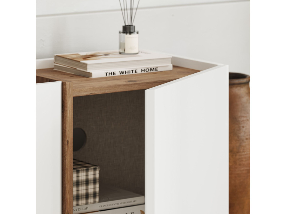 Mobile TV in legno "Lowen" - 180 x 35 x 46 cm - Bianco / Pino Atlantico