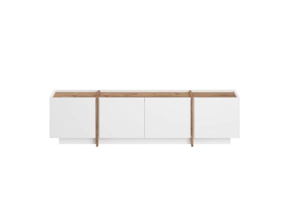 Mobile TV in legno "Lowen" - 180 x 35 x 46 cm - Bianco / Pino Atlantico