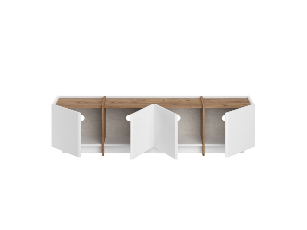 Mobile TV in legno "Lowen" - 180 x 35 x 46 cm - Bianco / Pino Atlantico