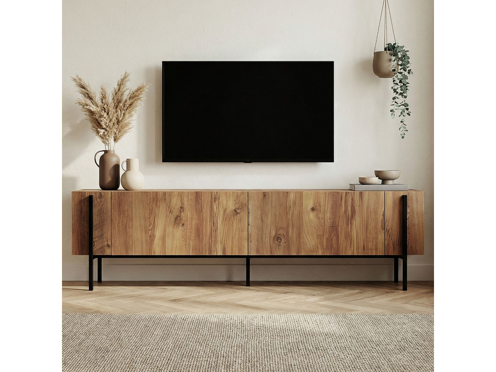 Supporto TV in legno "Nexus" - 180 x 30 x 45 cm - Pino Atlantico / Nero