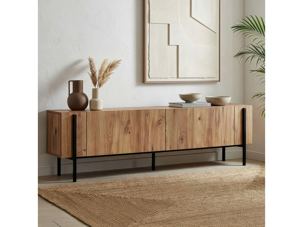 Supporto TV in legno "Nexus" - 180 x 30 x 45 cm - Pino Atlantico / Nero