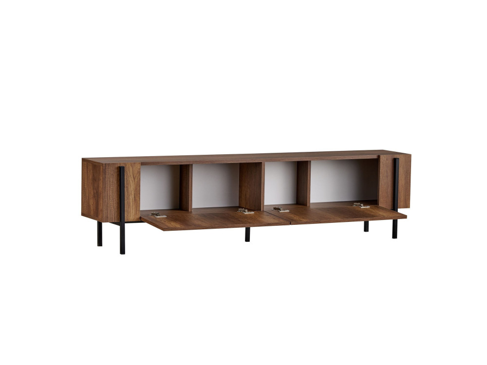 Porta TV in legno "Nexus" - 180 x 30 x 45 cm - Noce Barocco / Nero