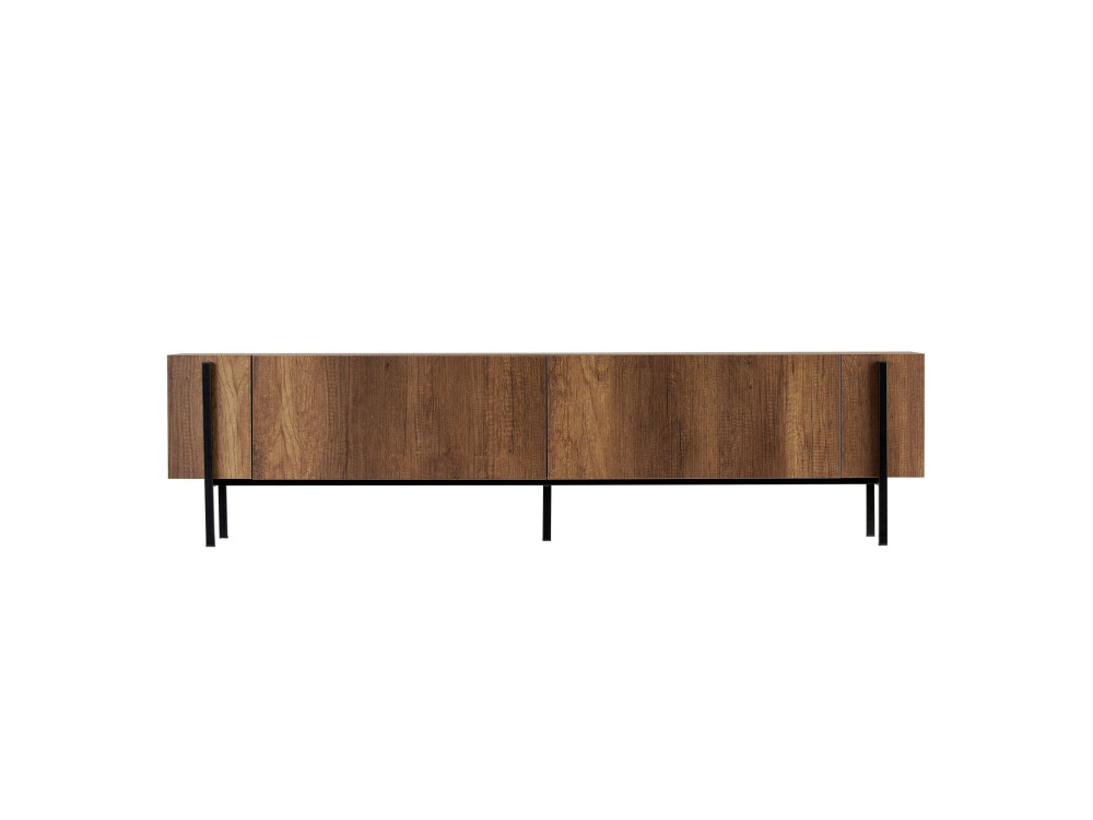 Porta TV in legno "Nexus" - 180 x 30 x 45 cm - Noce Barocco / Nero