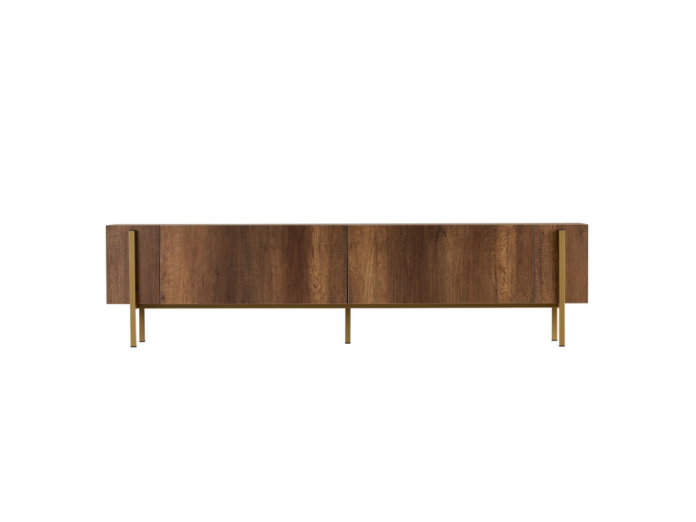 Porta TV in legno "Nexus" - 180 x 30 x 45 cm - Noce barocco oro