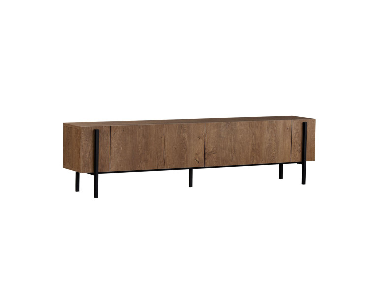 Porta TV in legno "Nexus" - 180 x 30 x 45 cm - Kafkas Oak / Nero