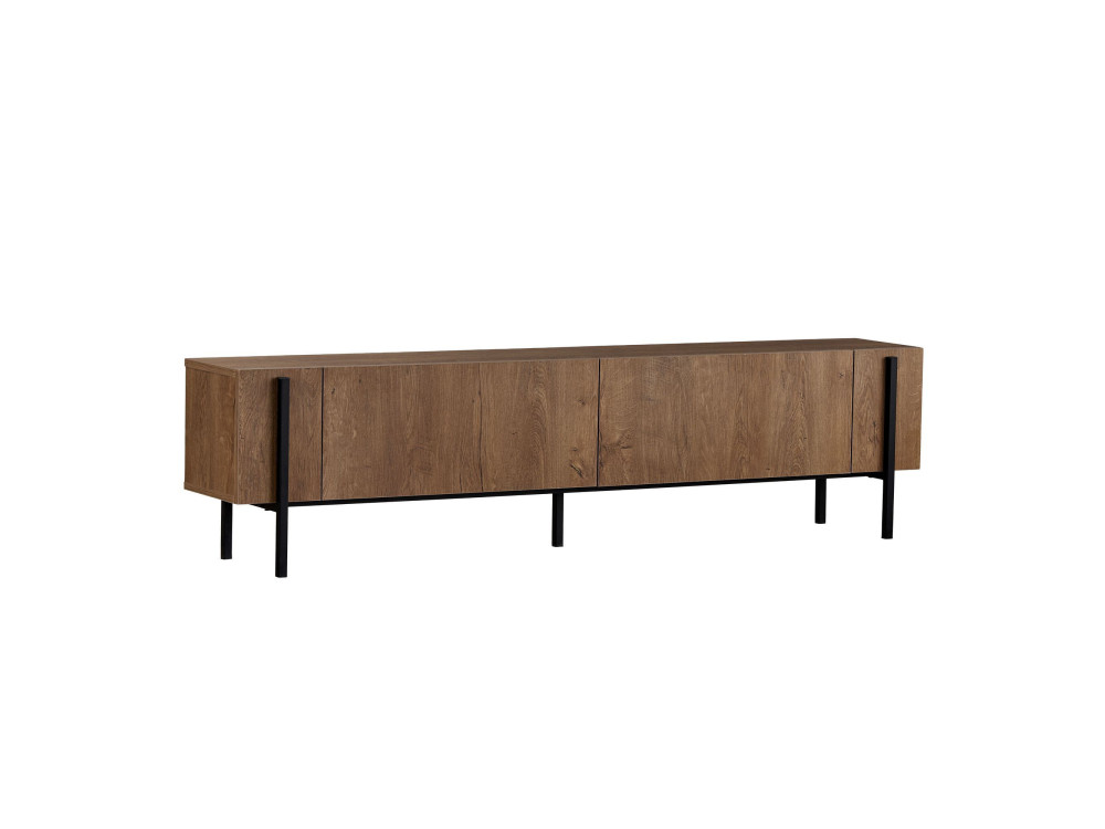 Porta TV in legno "Nexus" - 180 x 30 x 45 cm - Kafkas Oak / Nero