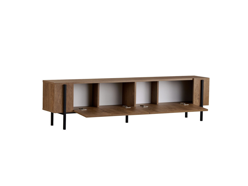 Porta TV in legno "Nexus" - 180 x 30 x 45 cm - Kafkas Oak / Nero
