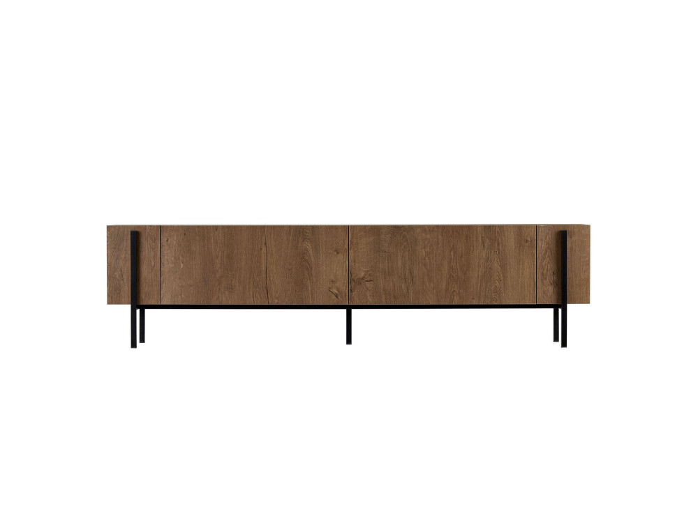 Porta TV in legno "Nexus" - 180 x 30 x 45 cm - Kafkas Oak / Nero