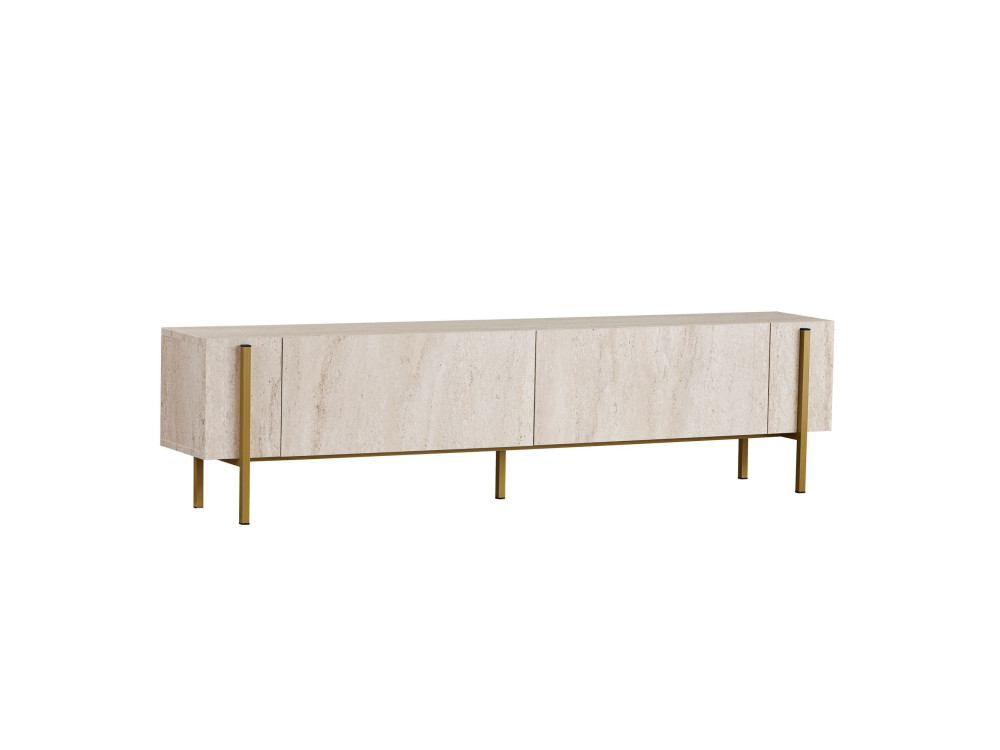 Porta TV in legno "Nexus" - 180 x 30 x 45 cm - Travertino / Oro