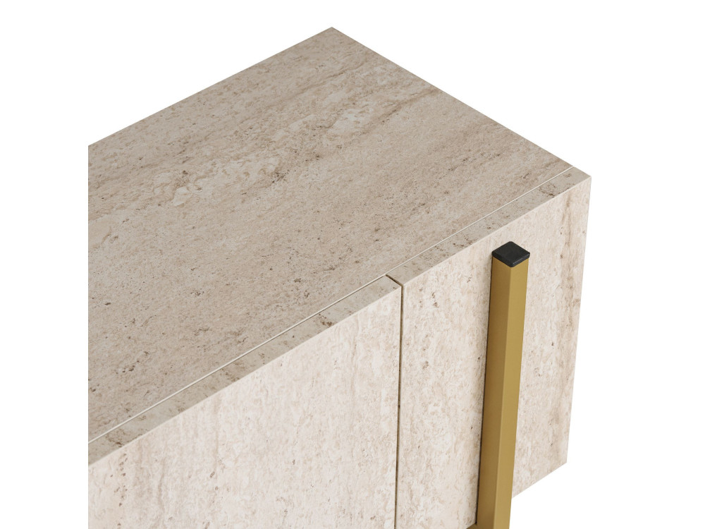 Porta TV in legno "Nexus" - 180 x 30 x 45 cm - Travertino / Oro