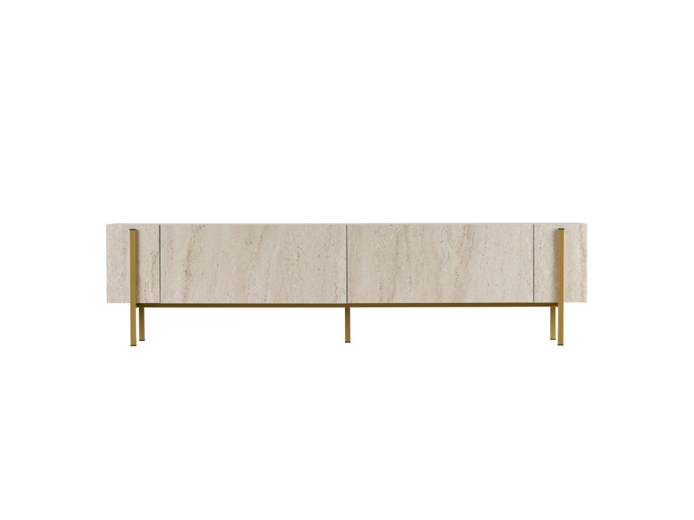 Porta TV in legno "Nexus" - 180 x 30 x 45 cm - Travertino / Oro