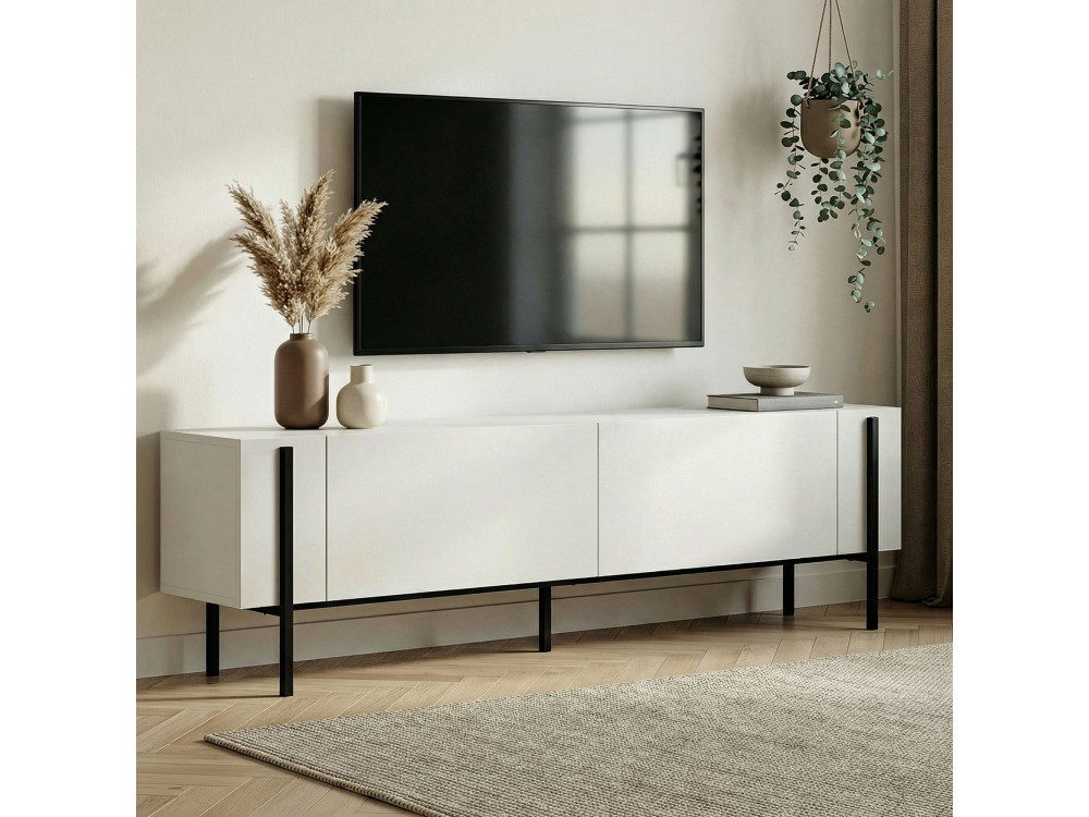 Porta TV in legno "Nexus" - 180 x 30 x 45 cm - Nero / Legno nero