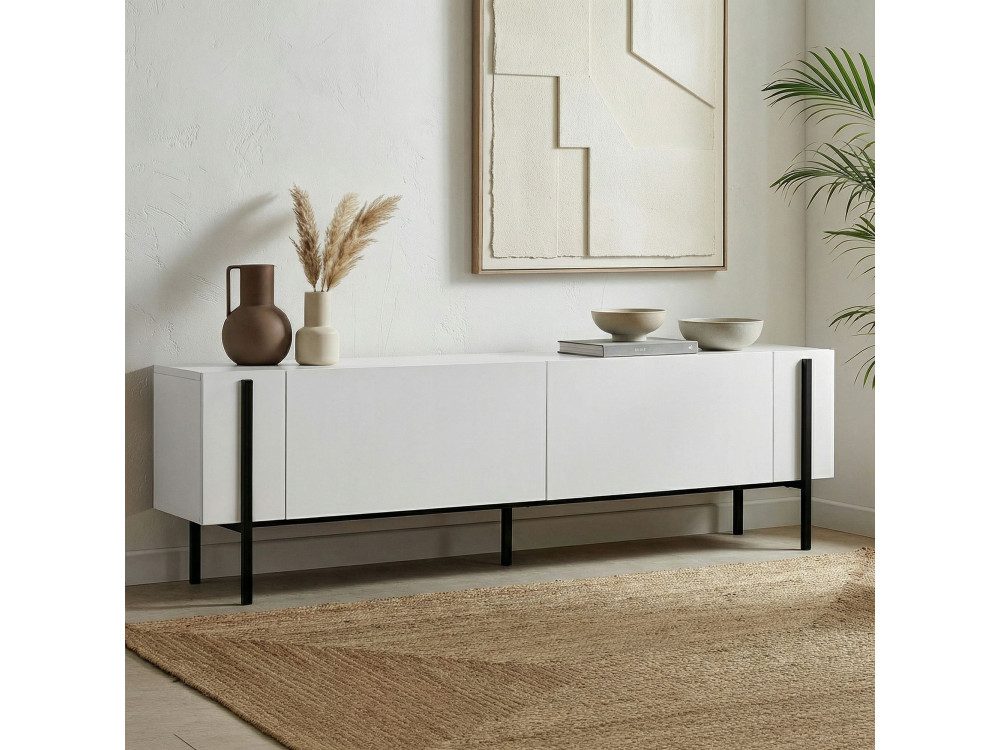 Porta TV in legno "Nexus" - 180 x 30 x 45 cm - Nero / Legno nero