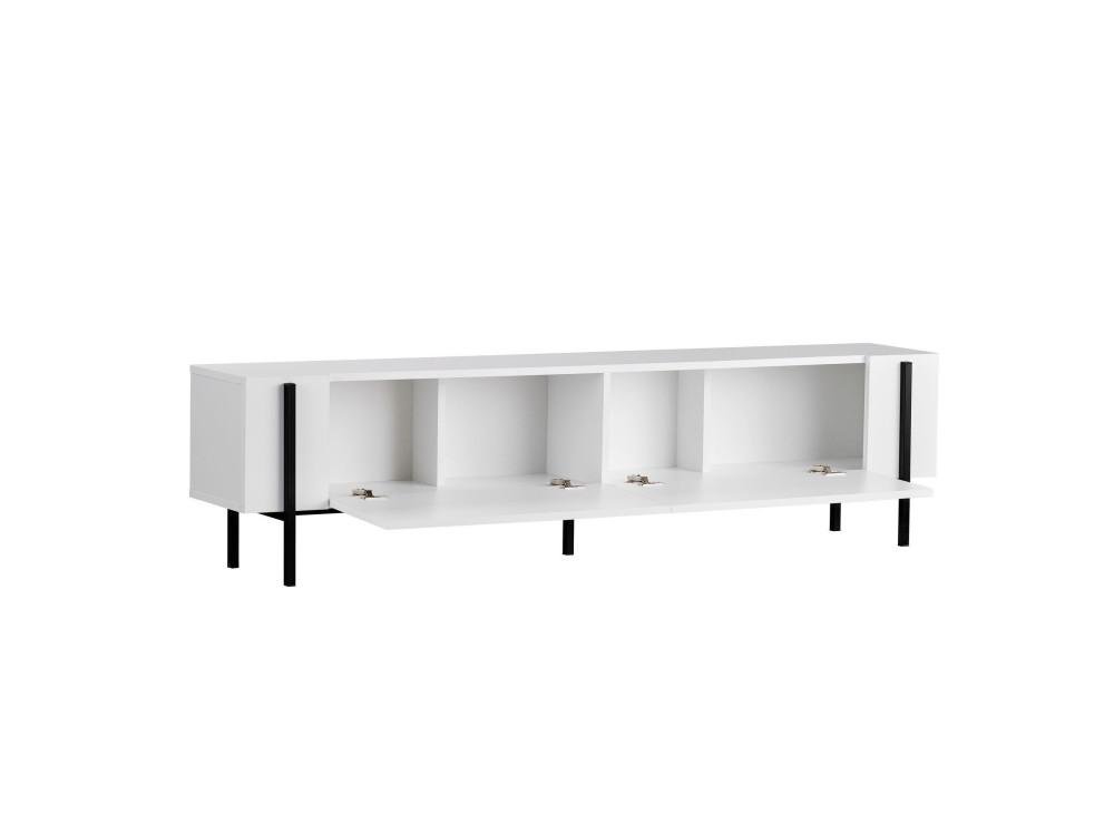 Porta TV in legno "Nexus" - 180 x 30 x 45 cm - Nero / Legno nero