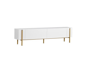 Porta TV in legno "Nexus" - 180 x 30 x 45 cm - Bianco / Oro
