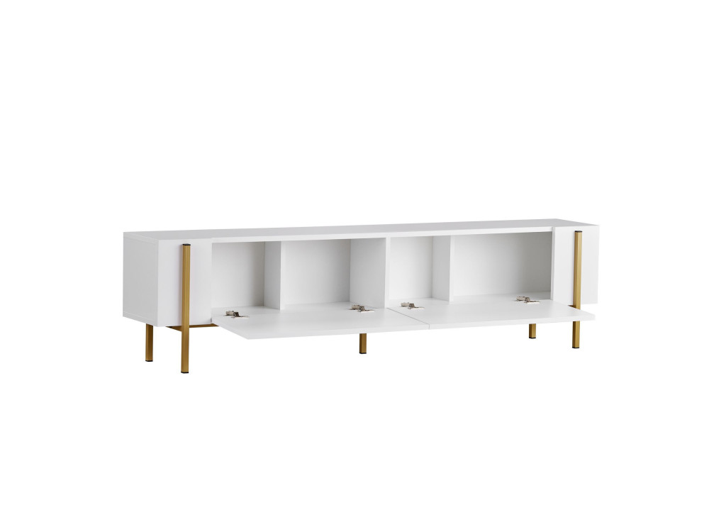 Porta TV in legno "Nexus" - 180 x 30 x 45 cm - Bianco / Oro