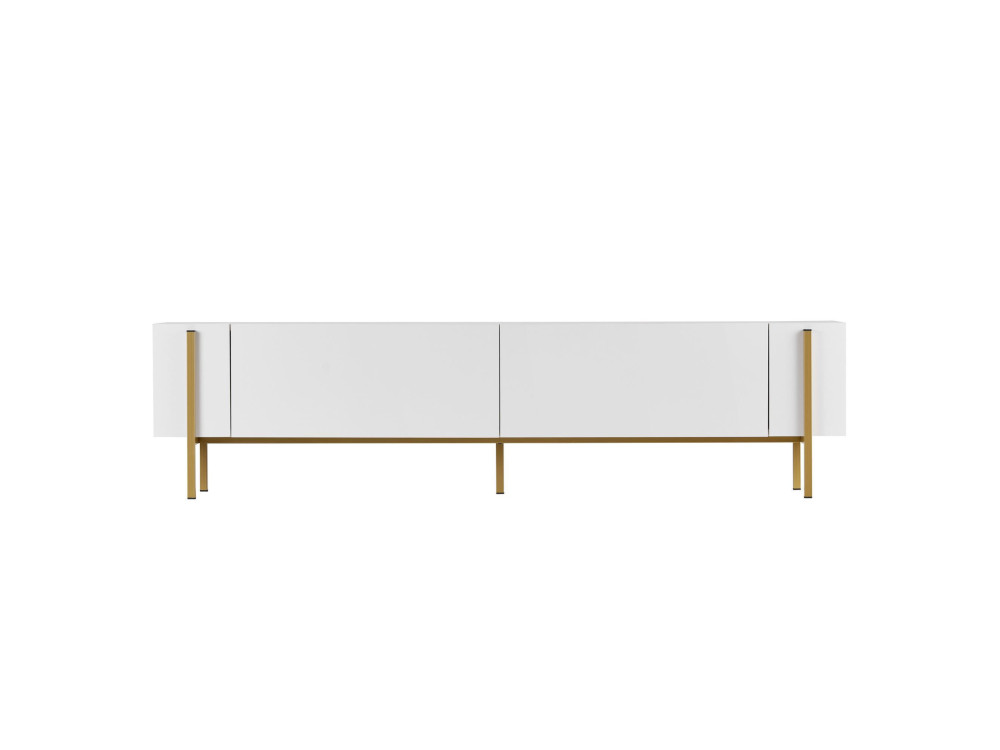 Porta TV in legno "Nexus" - 180 x 30 x 45 cm - Bianco / Oro
