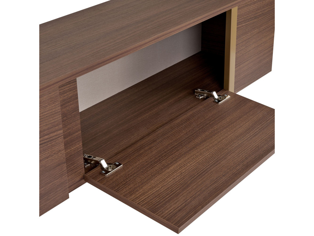 Porta TV in legno "Onera" - 180 x 30 x 50 cm - Noce / Oro