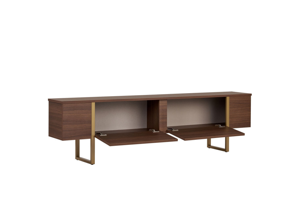 Porta TV in legno "Onera" - 180 x 30 x 50 cm - Noce / Oro