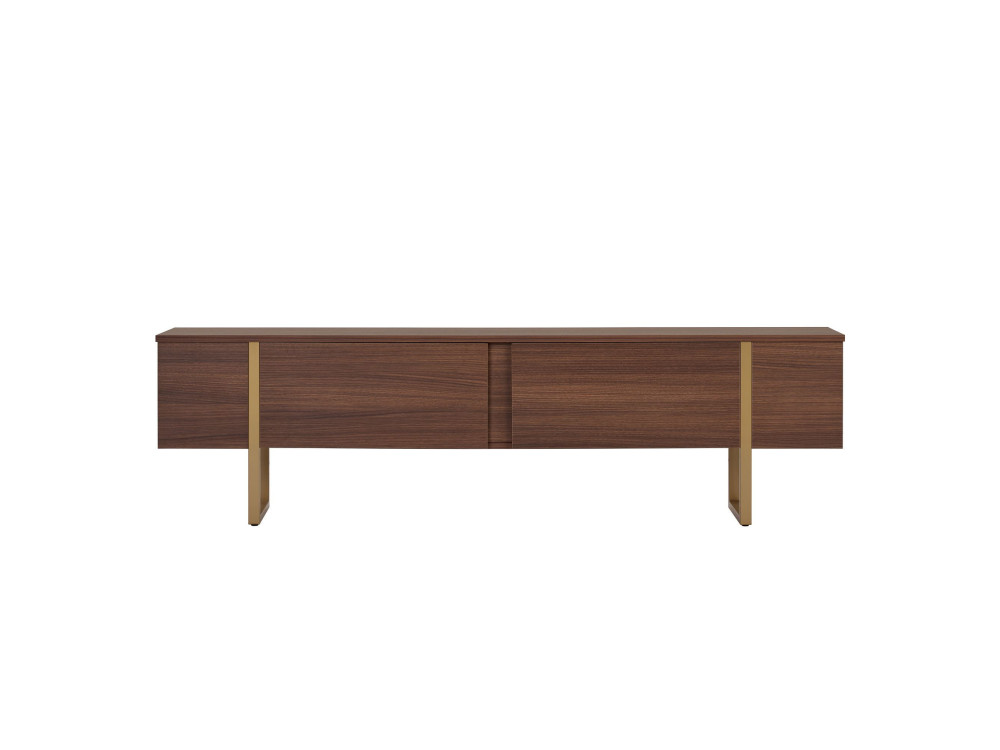 Porta TV in legno "Onera" - 180 x 30 x 50 cm - Noce / Oro