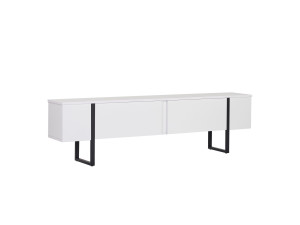 Porta TV in legno "Onera" - 180 x 30 x 45 cm - Bianco-Nero