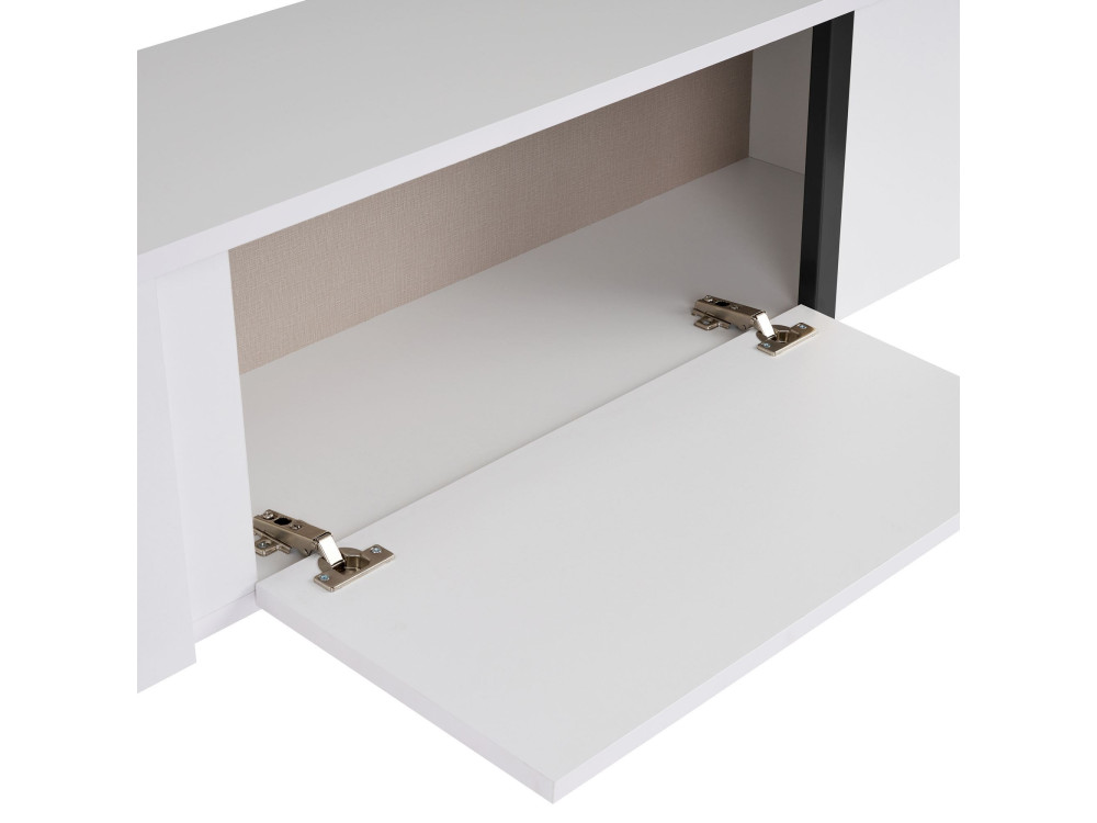 Porta TV in legno "Onera" - 180 x 30 x 45 cm - Bianco-Nero
