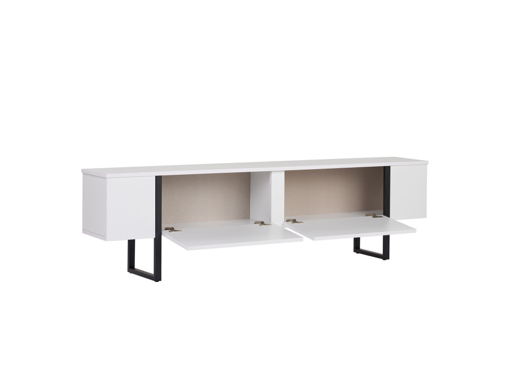 Porta TV in legno "Onera" - 180 x 30 x 45 cm - Bianco-Nero