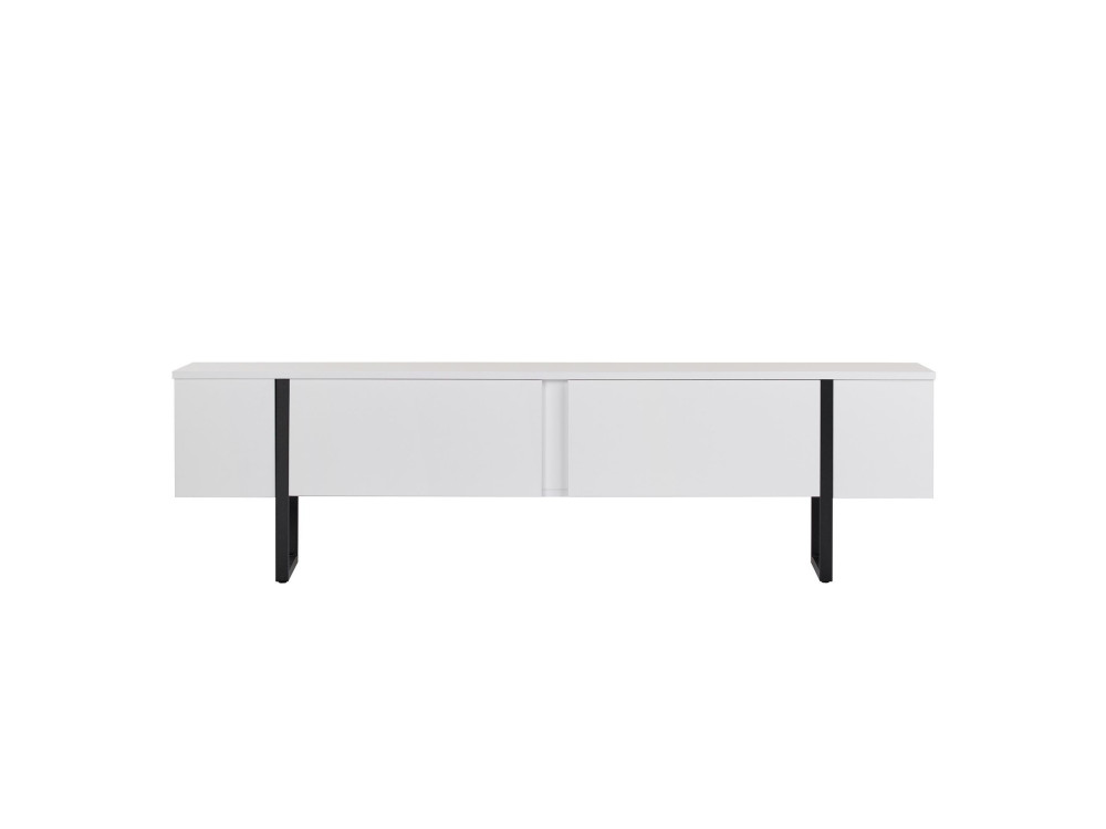 Porta TV in legno "Onera" - 180 x 30 x 45 cm - Bianco-Nero
