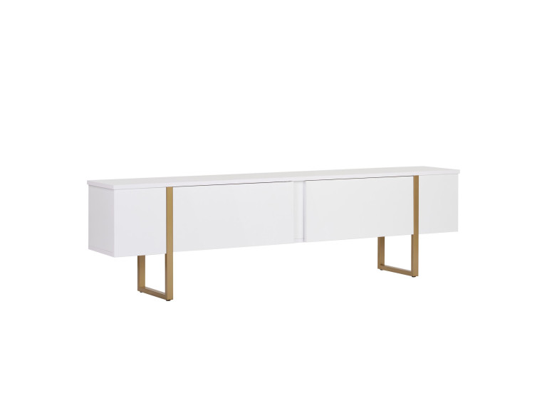 Porta TV in legno "Onera" - 180 x 30 x 50 cm - Bianco / Oro