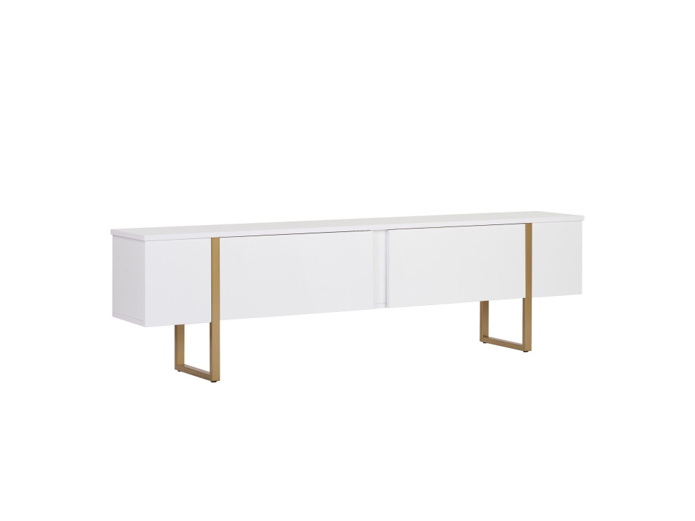 Porta TV in legno "Onera" - 180 x 30 x 50 cm - Bianco / Oro