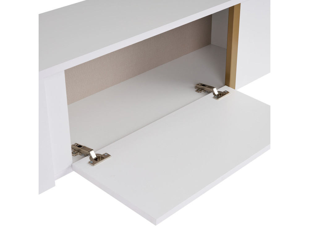 Porta TV in legno "Onera" - 180 x 30 x 50 cm - Bianco / Oro