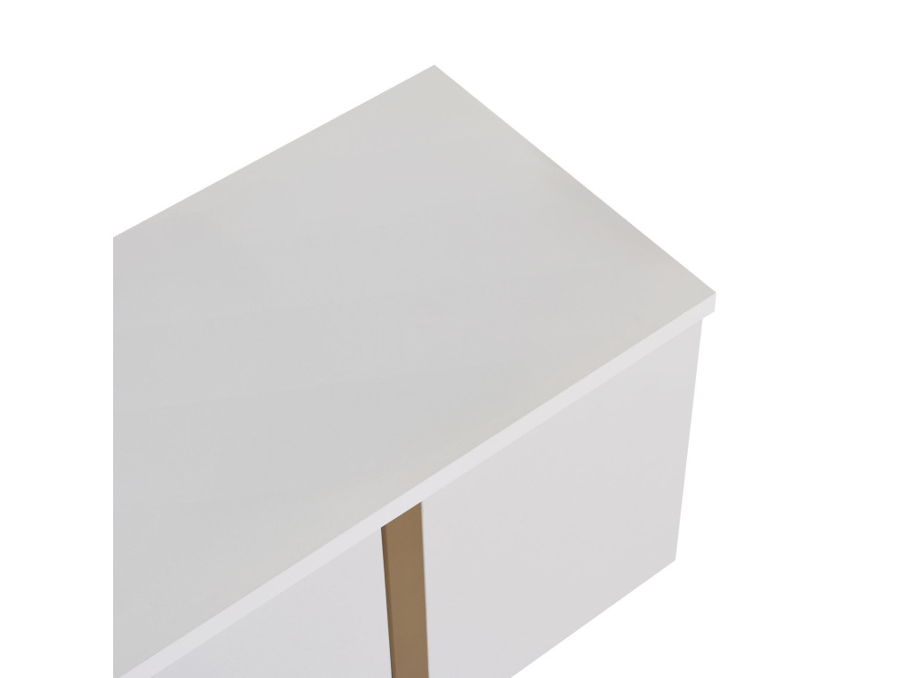 Porta TV in legno "Onera" - 180 x 30 x 50 cm - Bianco / Oro