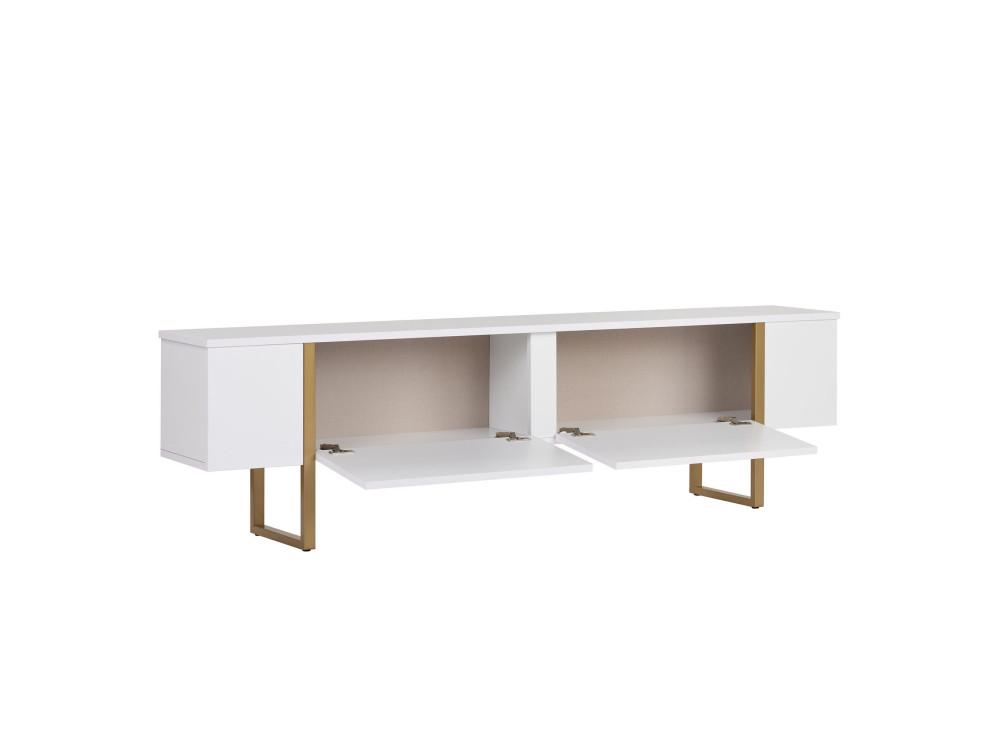 Porta TV in legno "Onera" - 180 x 30 x 50 cm - Bianco / Oro