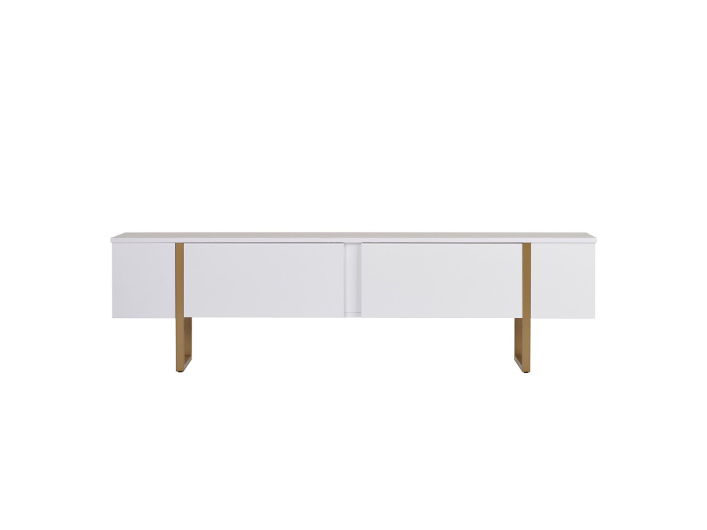 Porta TV in legno "Onera" - 180 x 30 x 50 cm - Bianco / Oro