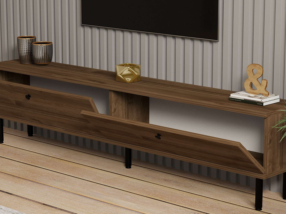 Porta TV in legno "Nantes" - 160 x 25 x 37 cm - Marrone