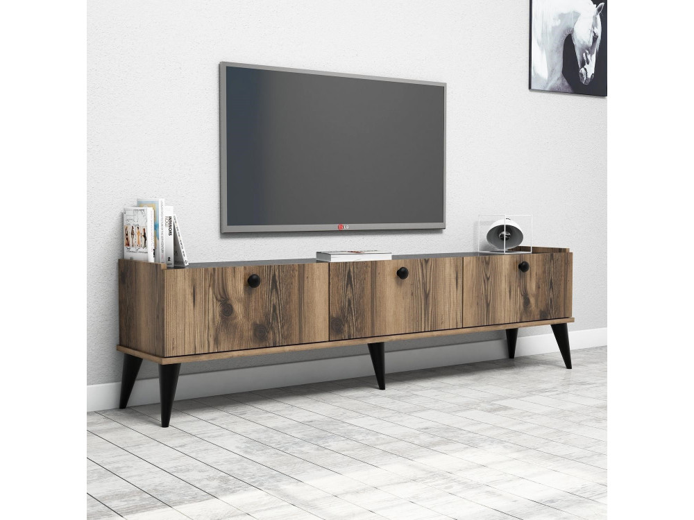 Porta TV in legno "Lidya" - 180 x 35 x 49 cm - Marrone