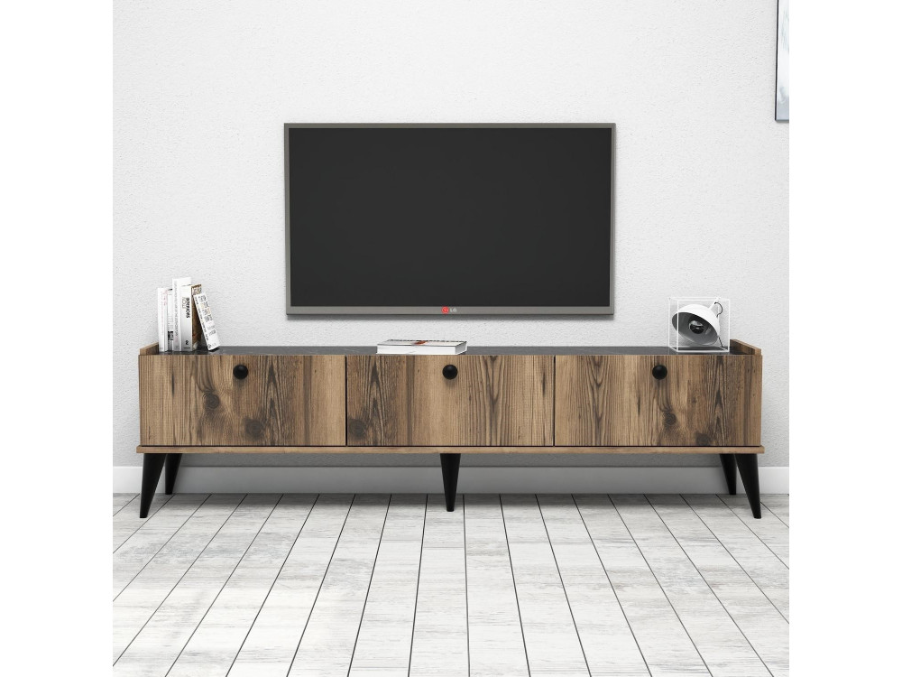 Porta TV in legno "Lidya" - 180 x 35 x 49 cm - Marrone