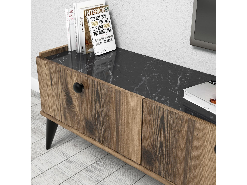 Porta TV in legno "Lidya" - 180 x 35 x 49 cm - Marrone