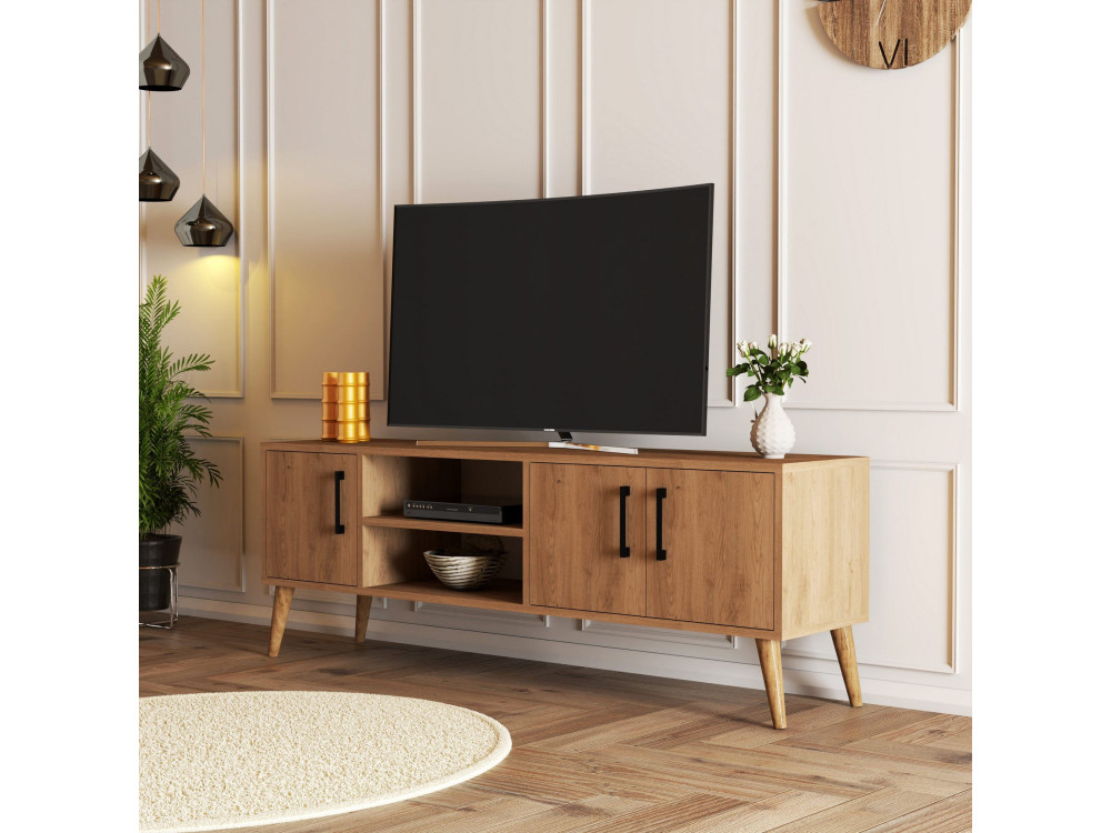 Porta TV in legno "Exxen" - 150 x 34 x 52 cm - Marrone
