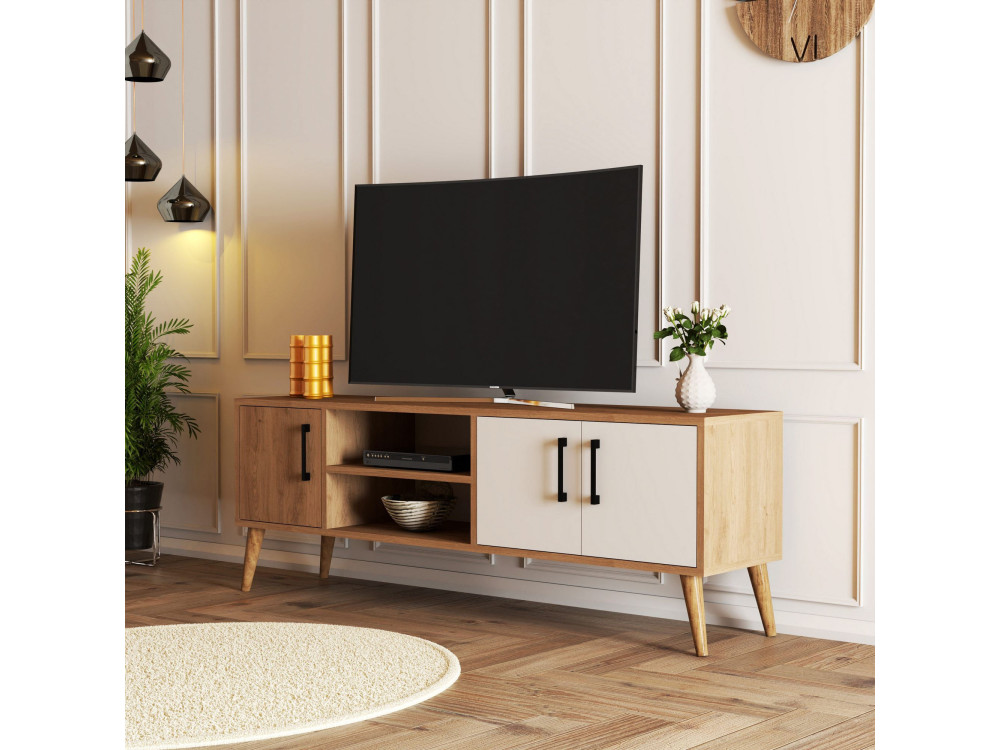 Porta TV in legno "Exxen" - 150 x 34 x 52 cm - Bianco