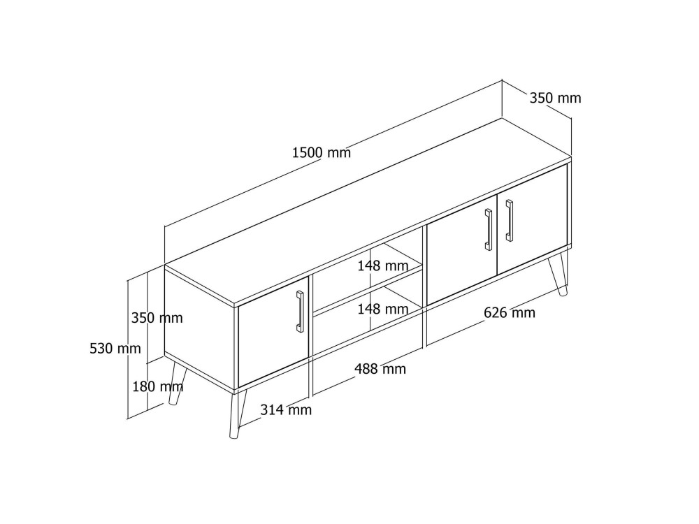 Porta TV in legno "Exxen" - 150 x 34 x 52 cm - Bianco