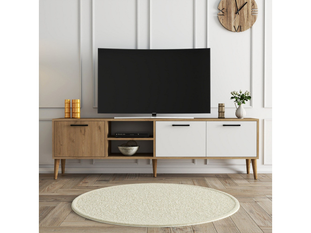 Porta TV in legno "Exxen" - 180 x 35 x 53 cm - Bianco
