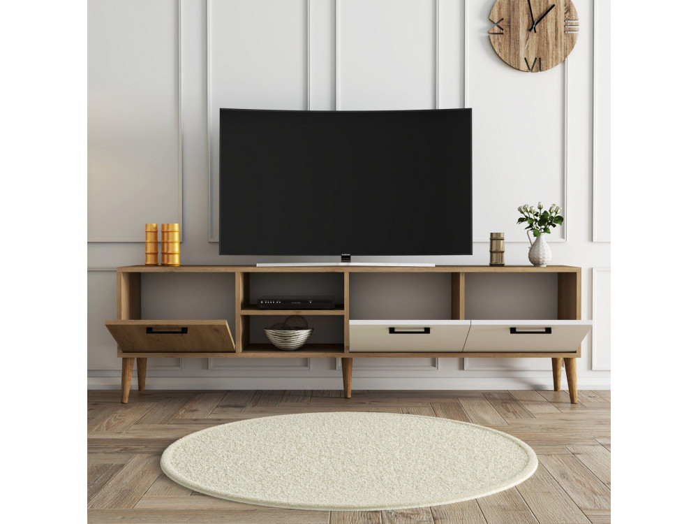 Porta TV in legno "Exxen" - 180 x 35 x 53 cm - Bianco