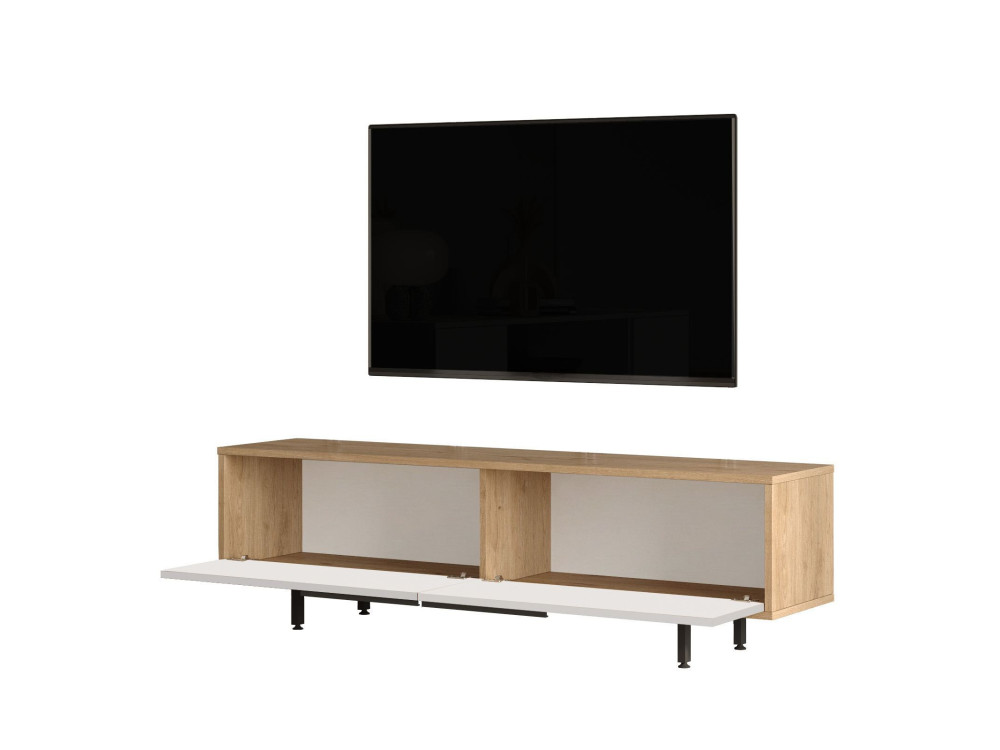 Supporto TV in legno "ON1-SW" - 160 x 35 x 45 cm - Bianco