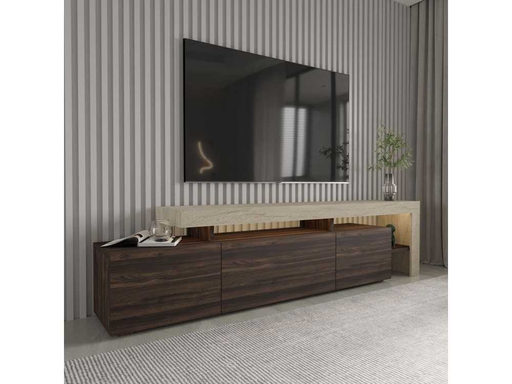 Porta TV in legno "Beliz" - 192 x 37 x 53 cm - Marrone