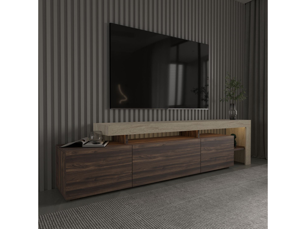 Porta TV in legno "Beliz" - 192 x 37 x 53 cm - Marrone
