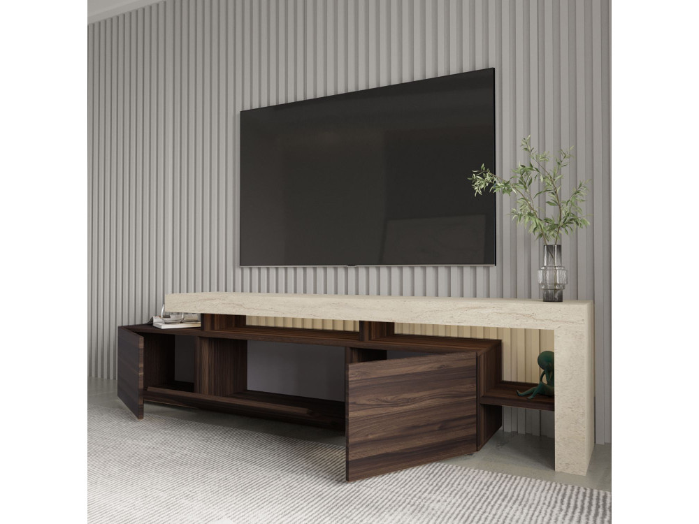 Porta TV in legno "Beliz" - 192 x 37 x 53 cm - Marrone