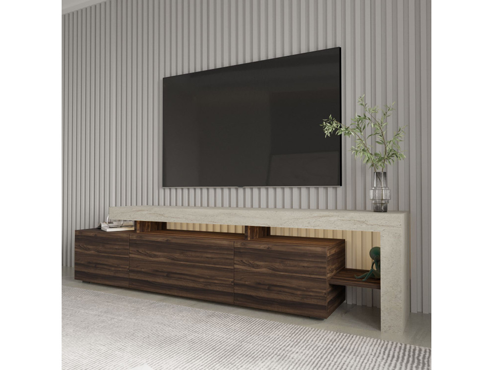 Porta TV in legno "Beliz" - 192 x 37 x 53 cm - Marrone