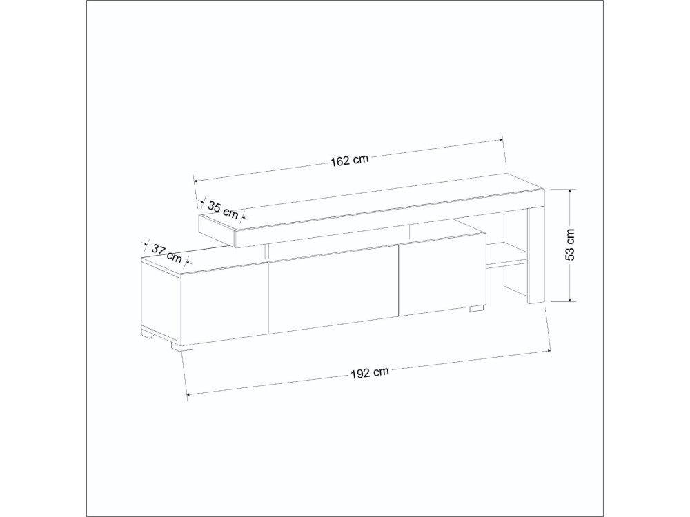 Porta TV in legno "Beliz" - 192 x 37 x 53 cm - Marrone