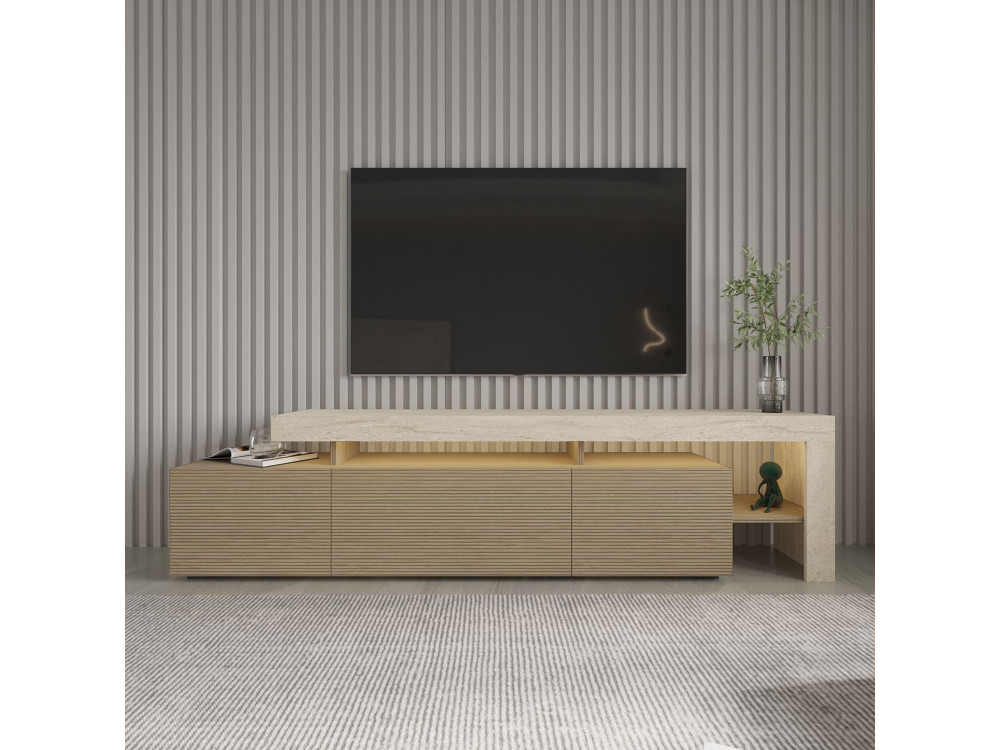 Porta TV in legno "Beliz" - 192 x 37 x 53 cm - Beige